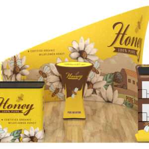 Rounded Trade Show Display Honey yellow shown.