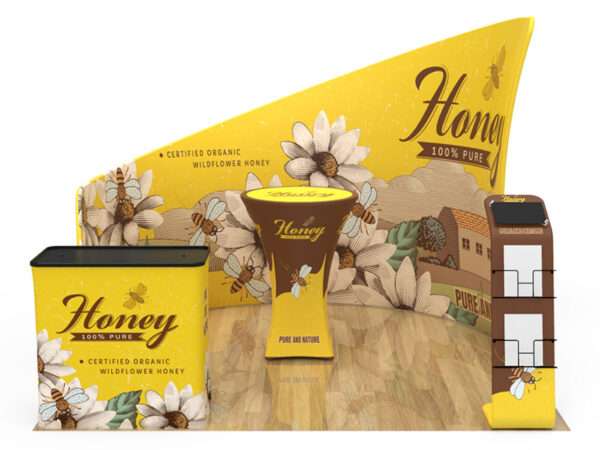 Rounded Trade Show Display Honey yellow shown.