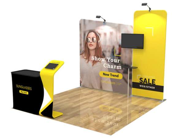 yellow booth trade show for displays shown.