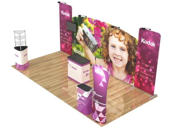 Kodak 10x20 booth display ideas shown.