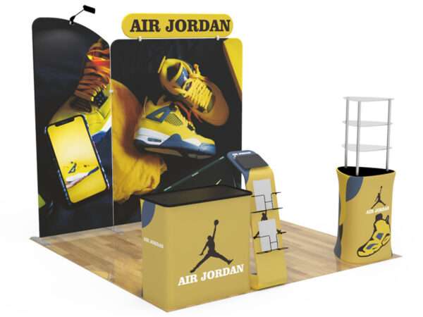 air Jordan exhibit with trade show lights shown.