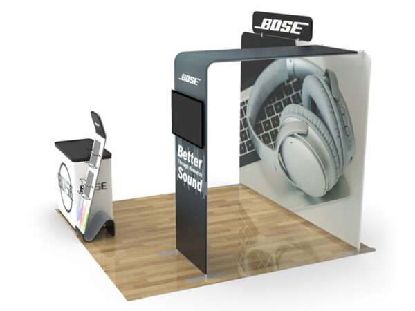 Side of Bose 10x10 trade show booth.