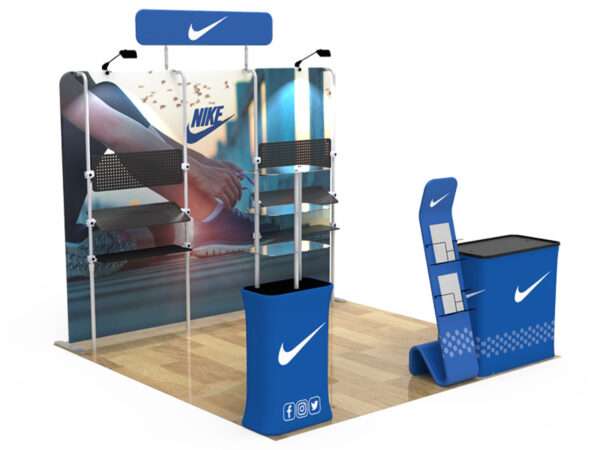 Nike trade show booth 10x10 blue shown here.