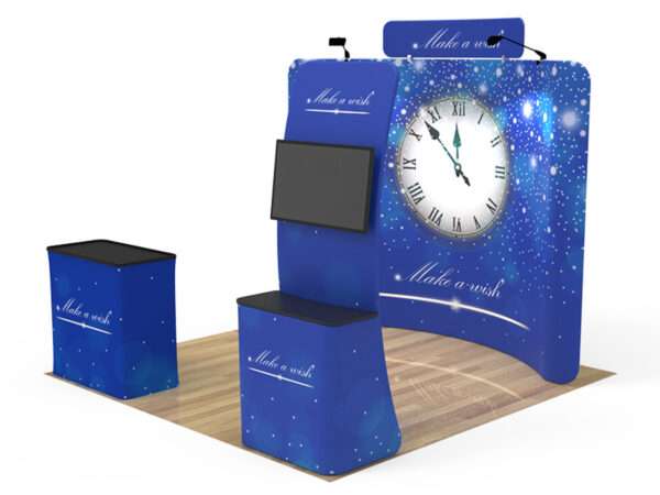 Trade show display blue shown here.