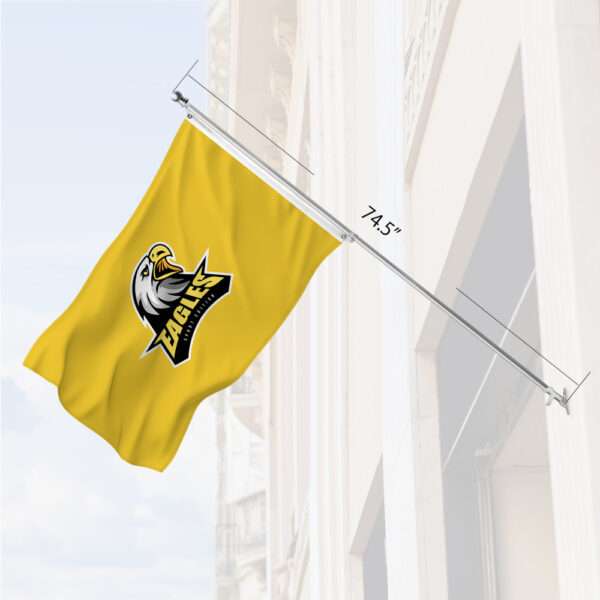 The length of the flag pole is 74.5" and is great for displaying your favorite sports team proudly.