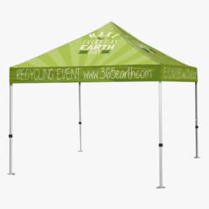 The printable event tent shown set up.