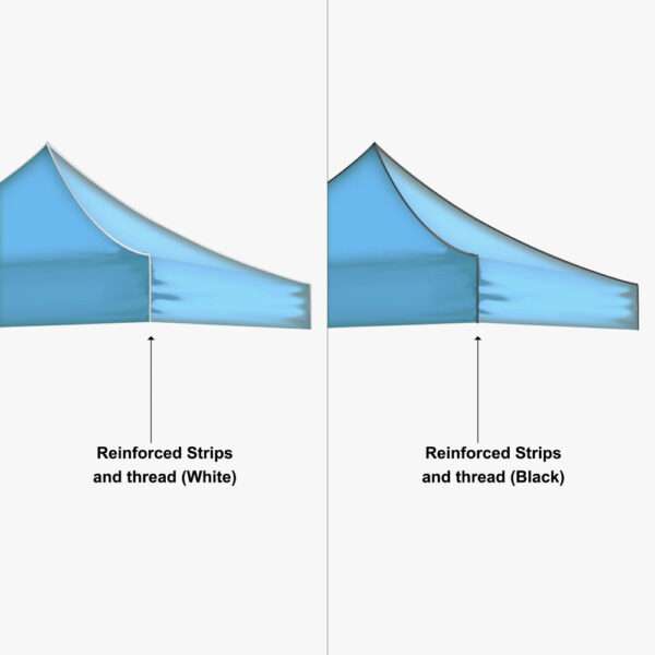 The event tent comes with reinforcing strips in the seams that are available in either white with white threading or black with black threading.