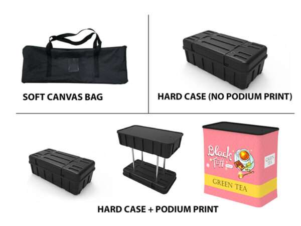 Carrying bags for easy trade show transport.