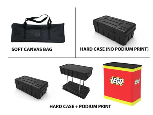 Carrying cases and bags make it simple to transport your trade show.