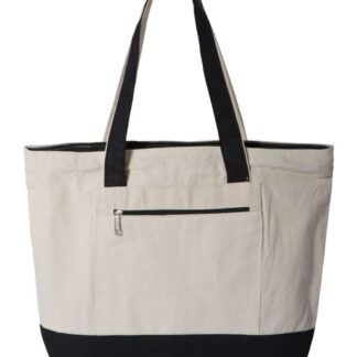 Q Tees Natural and Black Tote