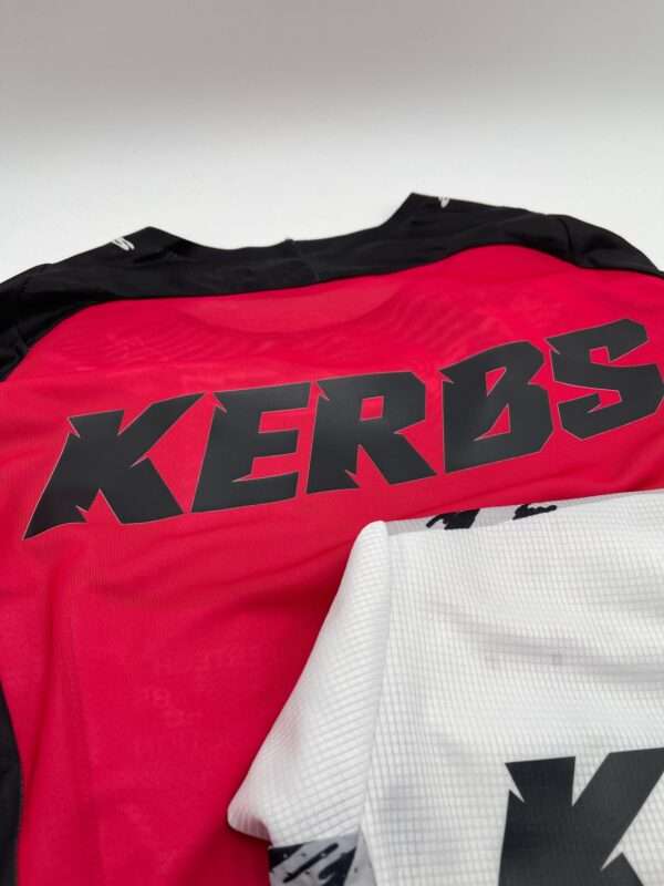 Red and white mx jerseys with custom print