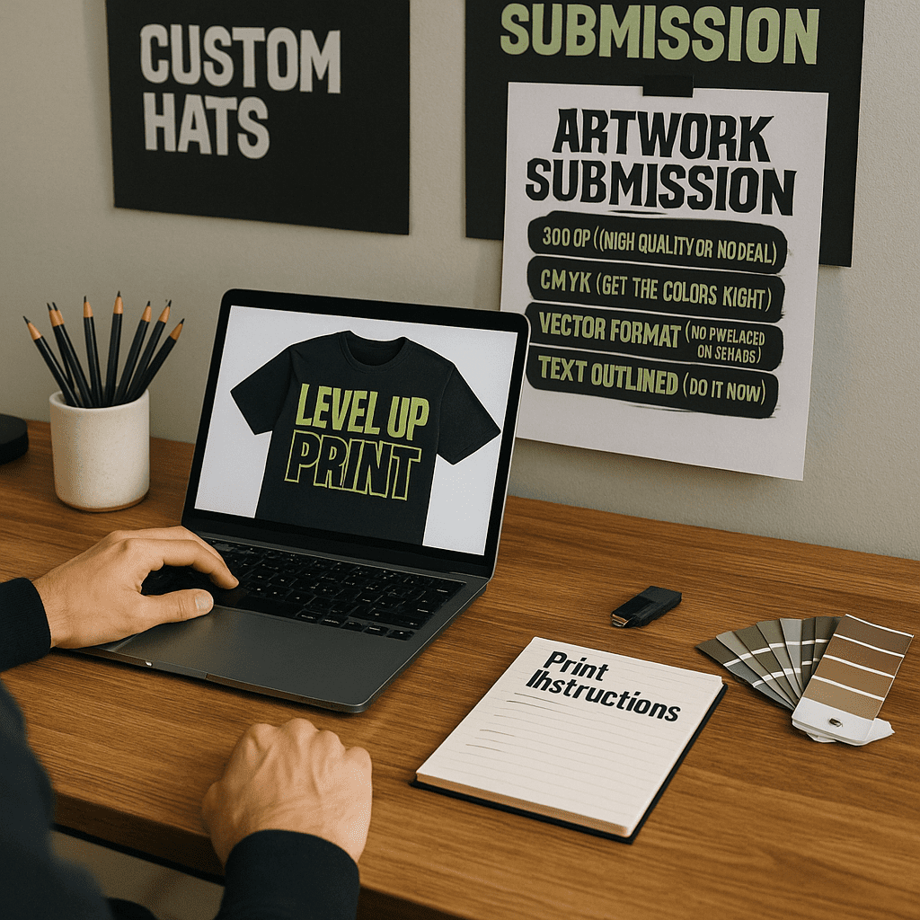 Image of uploading artwork with Level Up Print.