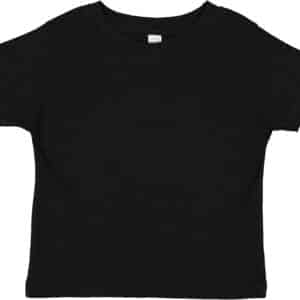 Solid black toddler t-shirt, Rabbit Skins 3321, front view