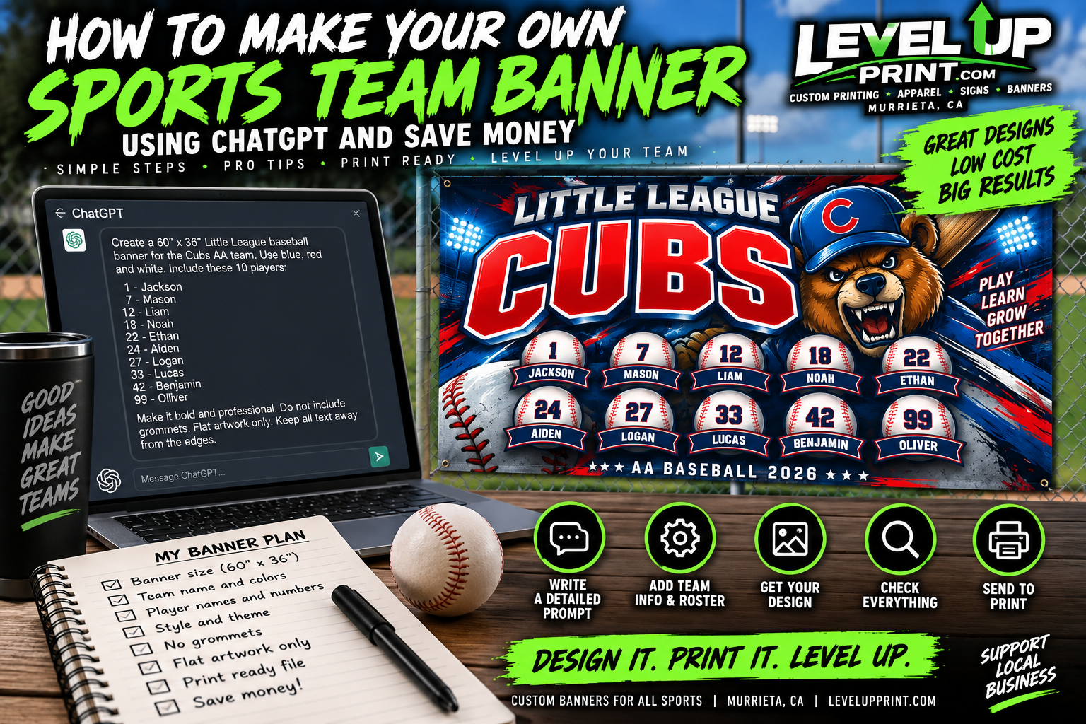 How to make your own sports team banner with ChatGPT and save money on banner design and printing
